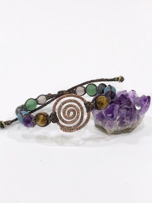 Spiral Copper Gemstone Macrame Handmade Bracelet