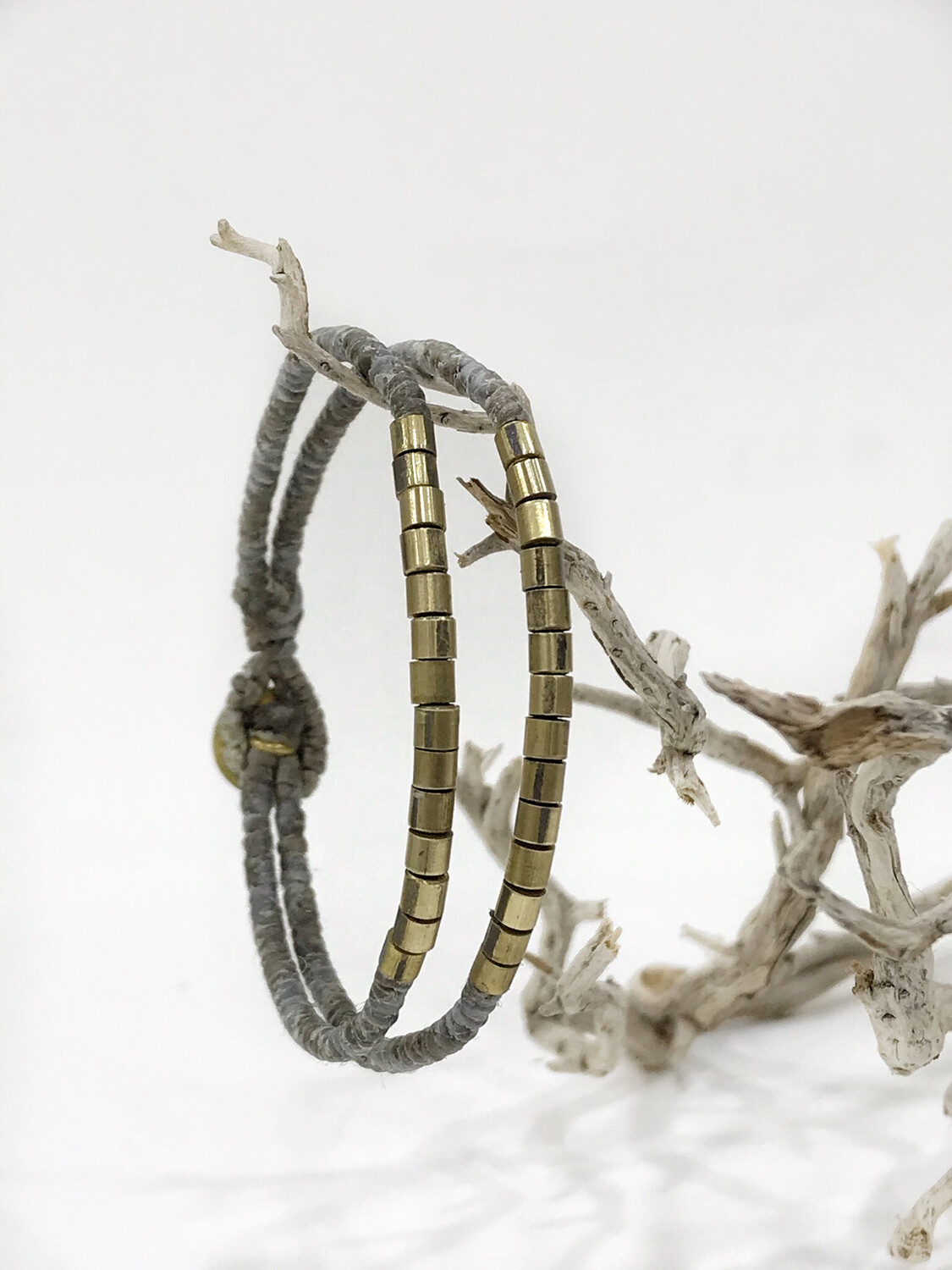 Macrame Handmade Double Brass Bracelet