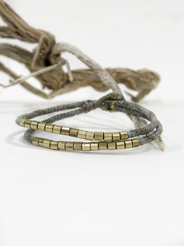 Macrame Handmade Double Brass Bracelet
