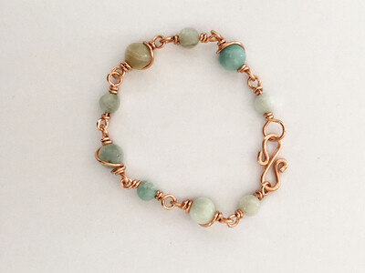 Amazonite Gemstone Handmade Non-Tarnish Copper Bracelet