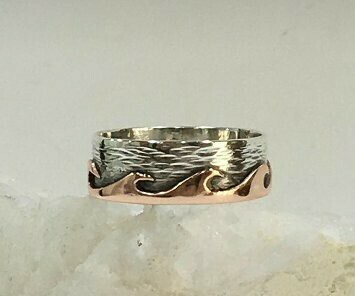 His & Hers waves rings handmade copper on silver 925