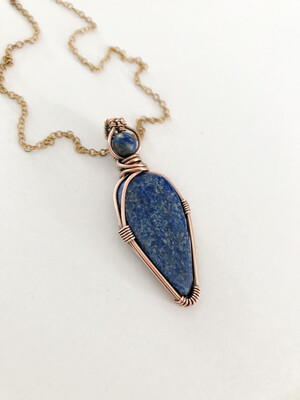 Lapis Lazuli Gemstone Copper Handmade Pendant