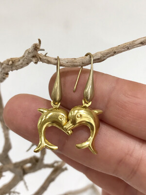 Dolphin Brass Earrings