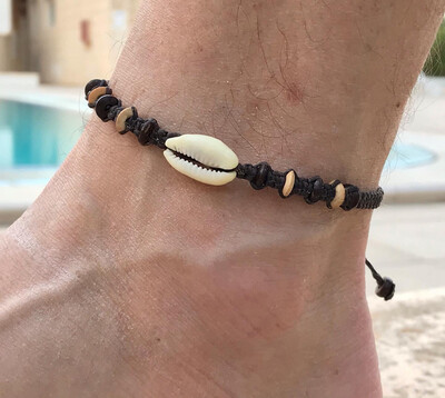 Unisex Macrame Cowrie Shell Anklet