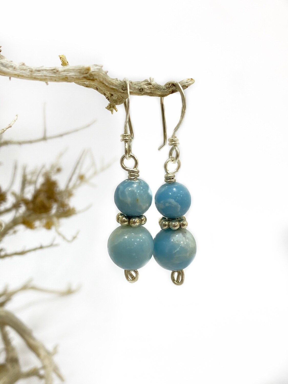 Larimar beads on sterling silver earrings