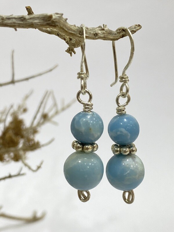 Larimar beads on sterling silver earrings