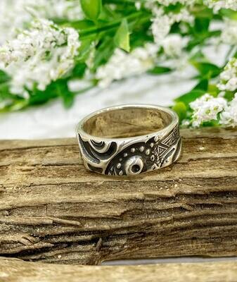 His & hers Silver 999 handmade ring with Maori Tribal Art