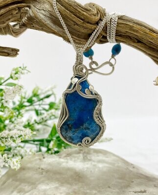 Apatite stone Pendant Covered in non Tarnished Sterling Silver.