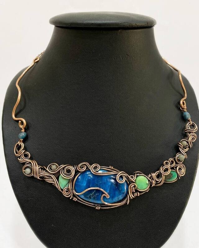 Bespoke Copper Necklace with Apatite and Amazonite stones