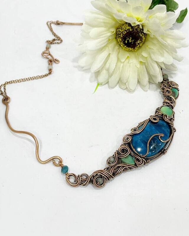 Bespoke Copper Necklace with Apatite and Amazonite stones