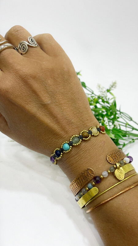 Chakra Macrame Bracelet With Brass Beads