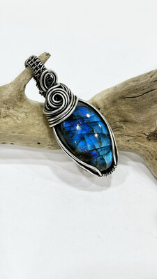 Labradorite Sterling Silver Handmade Wire Wrapped Pendant