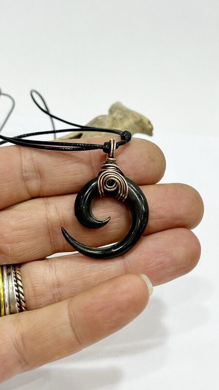 Spiral Hand Carved Horn Pendant