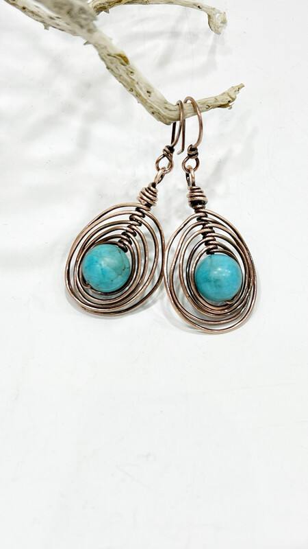 Turquoise Copper Handmade Earrings