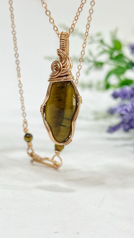 Tigers Eye Wire Wrapped Pendant
