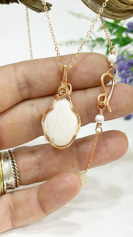 Howlite Wire Wrapped Gemstone Pendant