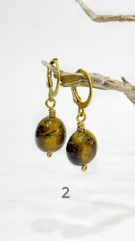 Stainless Steel Gold PVD Coating Gemstone Earrings