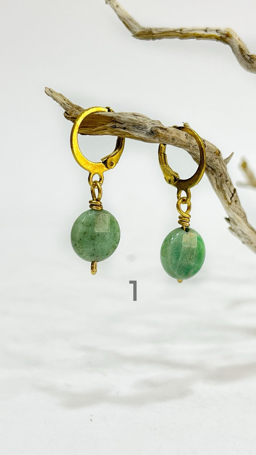 Stainless Steel Gold PVD Coating Gemstone Earrings