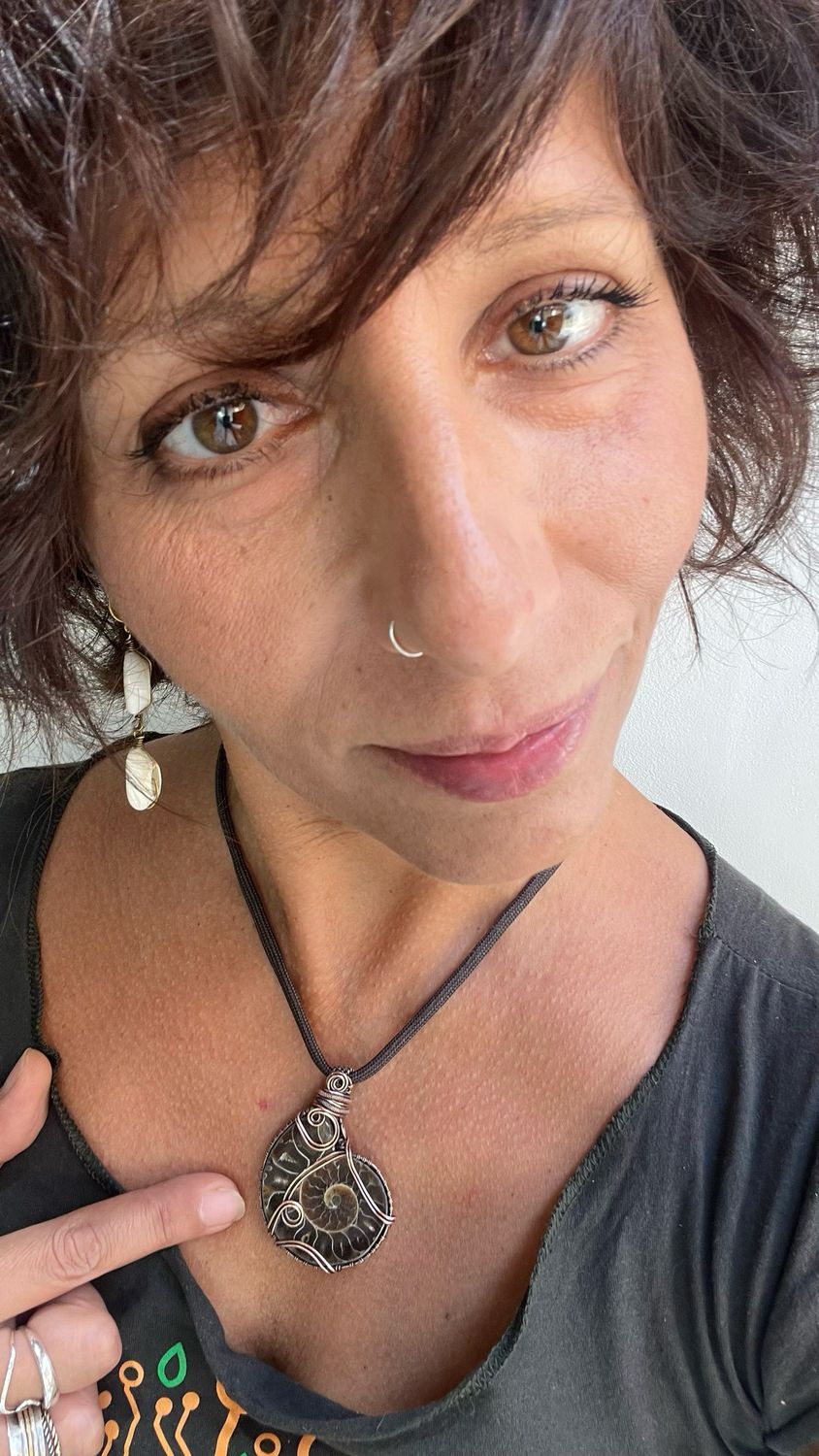 Ammonite Fossil Wire Wrapped Handmade Pendant