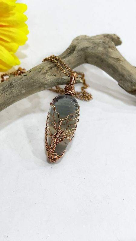 Fluorite Tree Of Life Wire wrapped Handmade Pendant