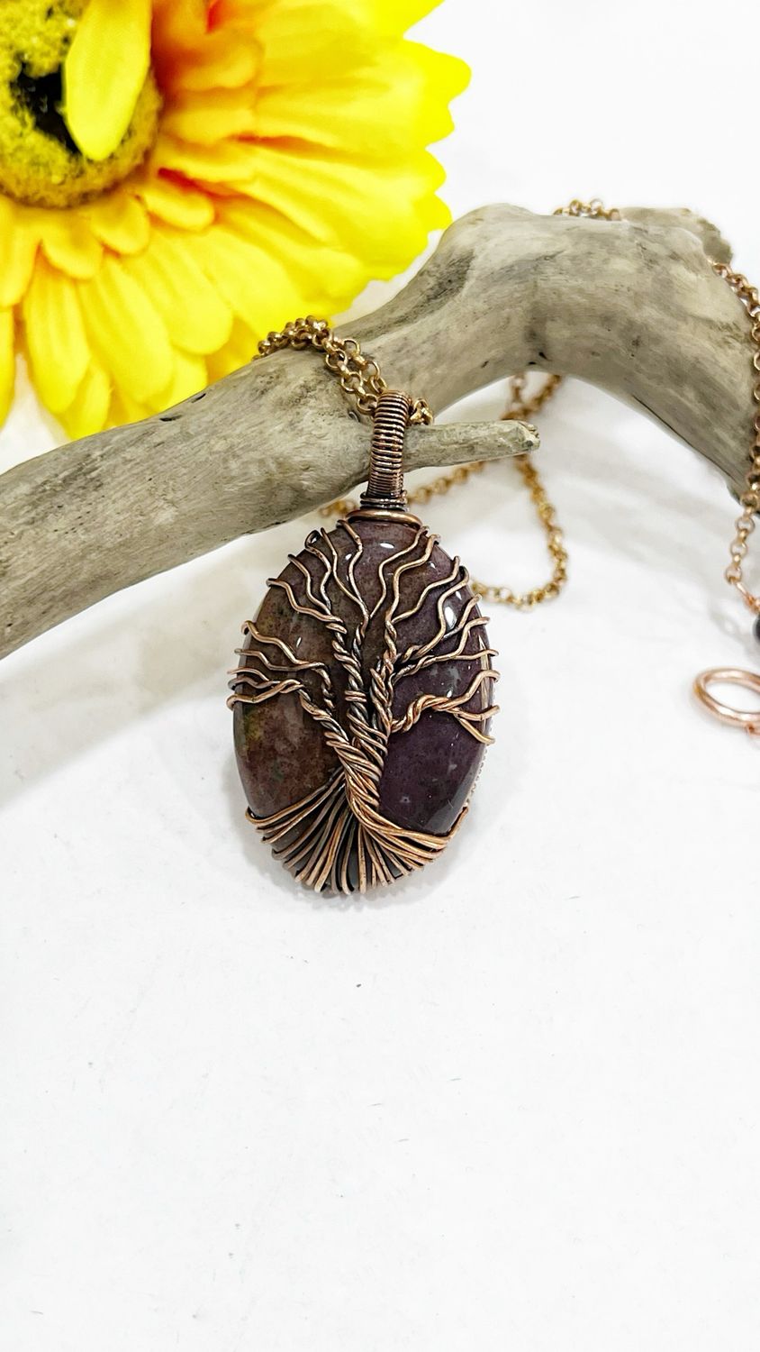 Tree Of Life Bloodstone Copper Handmade Pendant