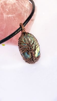 Tree Of Life Labradorite Copper Pendant
