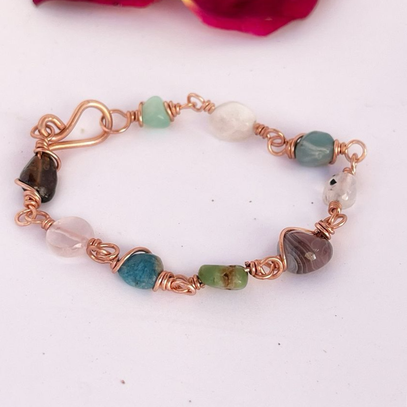 Multi Gemstone Copper Bracelet