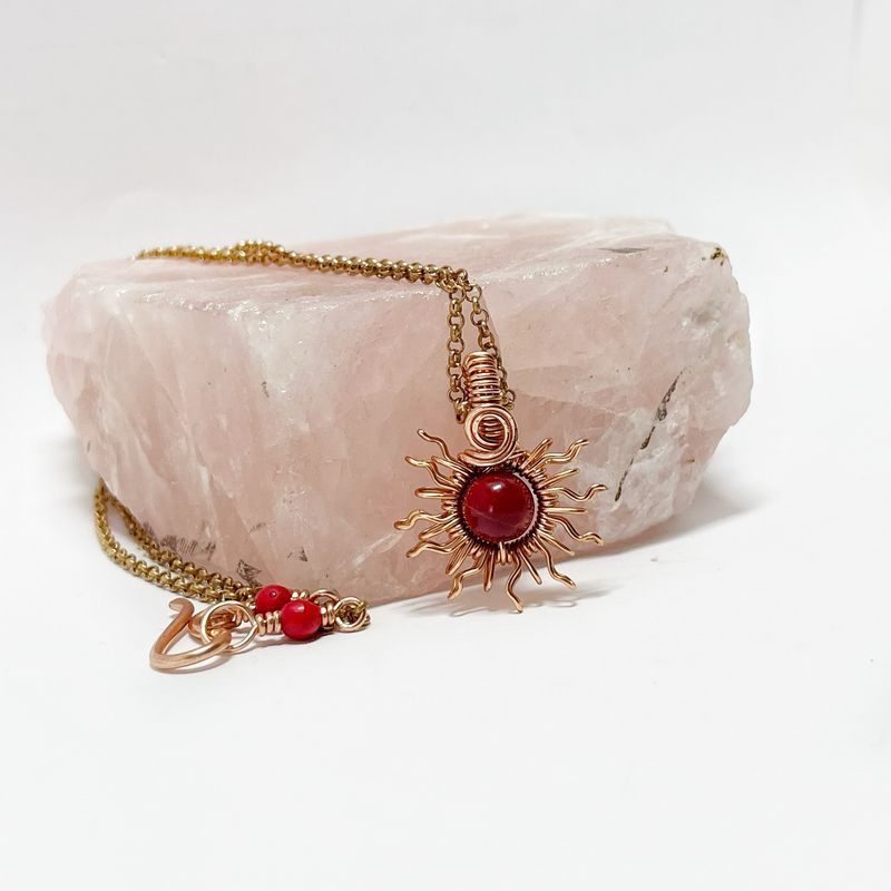 Sun Pendant With A Coral Bead