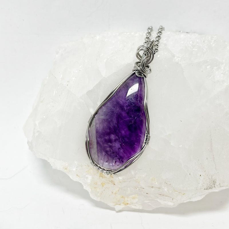 Stainless Steel Amethyst Necklace