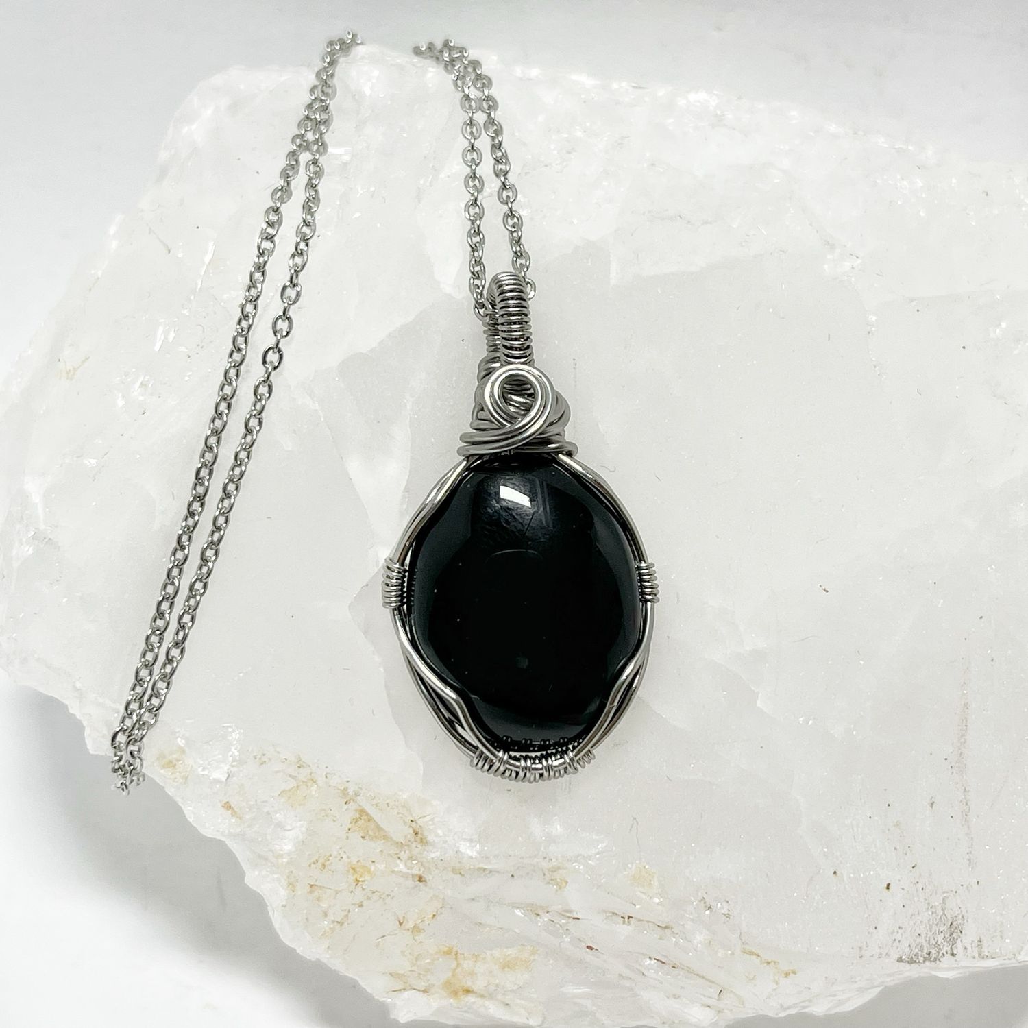 Black Onyx Stainless Steel Pendant