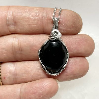 Black Onyx Stainless Steel Pendant