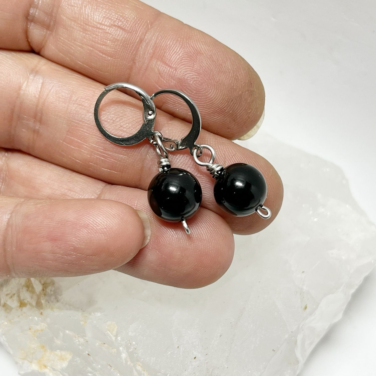 Onyx Stainless Steel Earrings