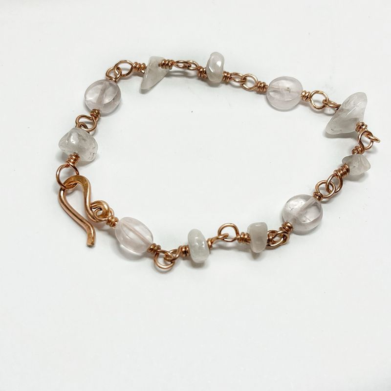 Rose Quartz Handmade Copper Bracelet