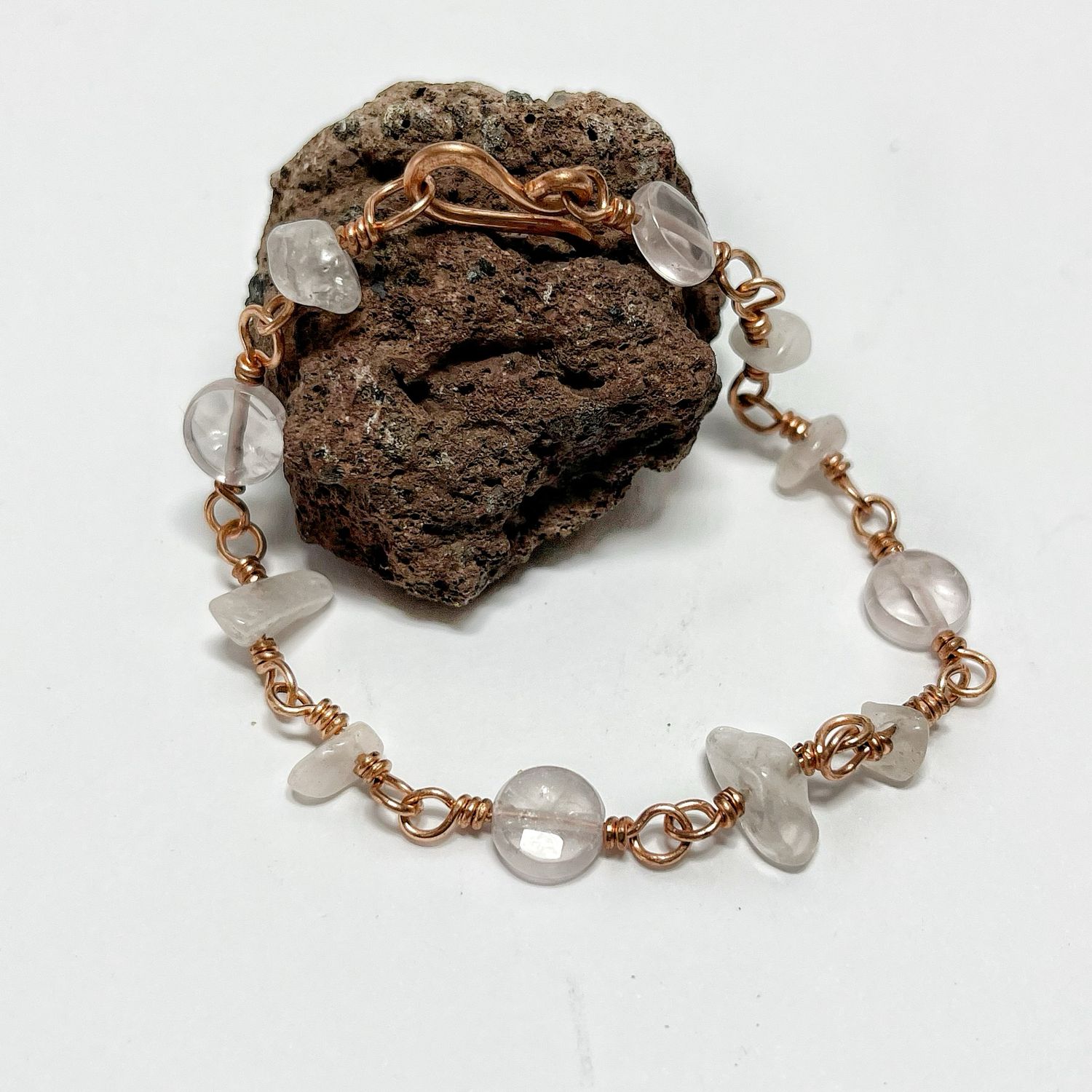 Rose Quartz Handmade Copper Bracelet
