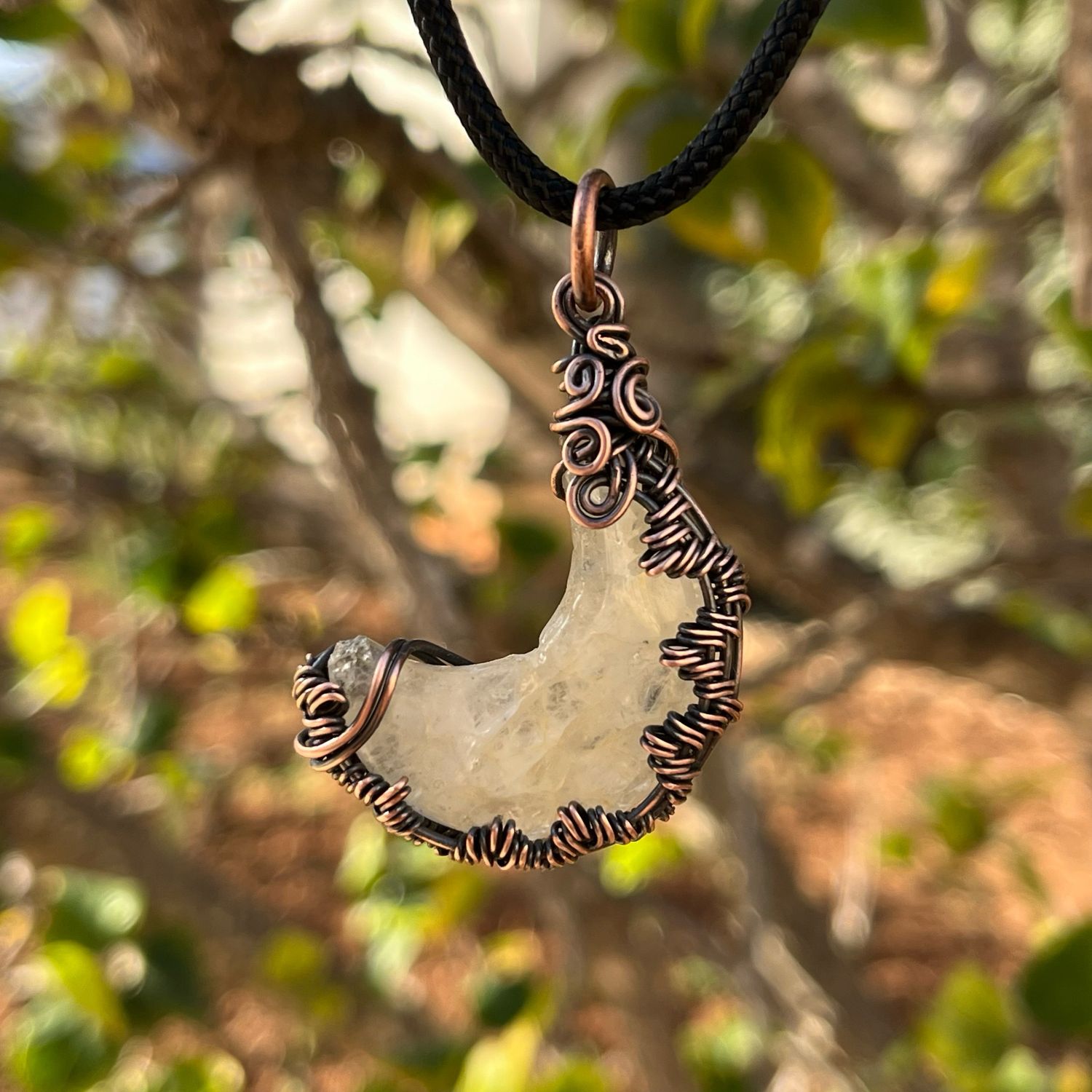 Citrine Moon Wire Wrapped Pendant