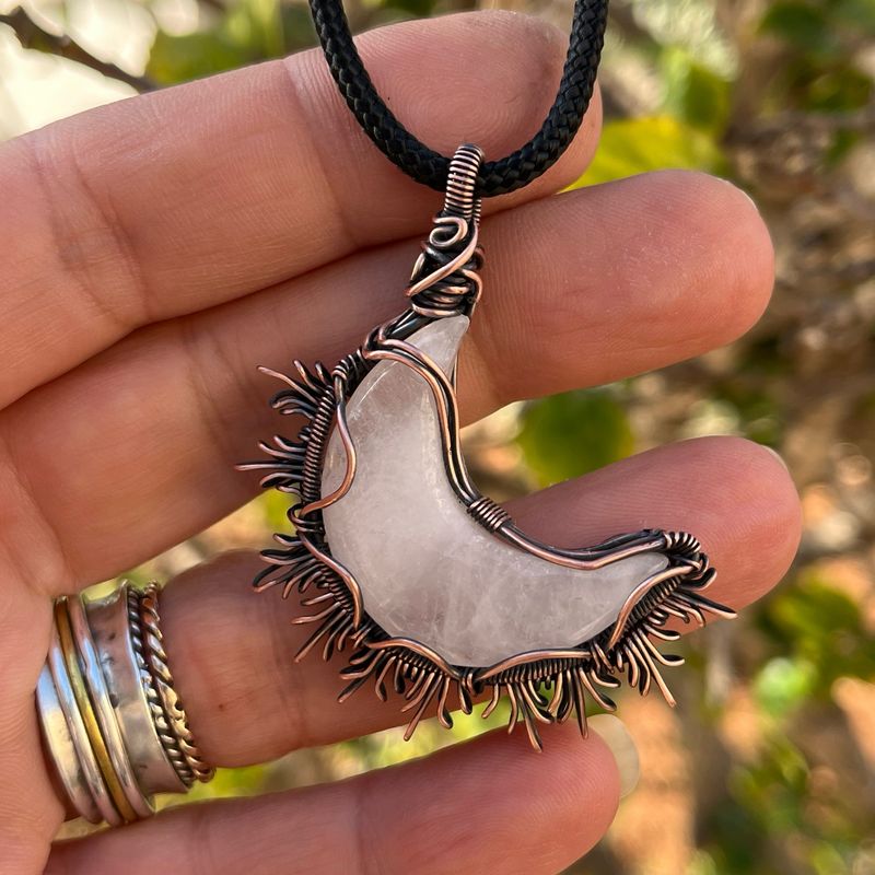 Clear Quartz Moon Pendant