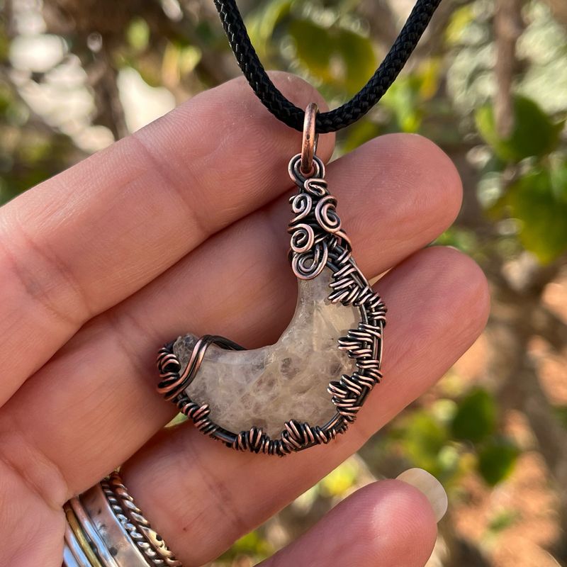 Citrine Moon Wire Wrapped Pendant