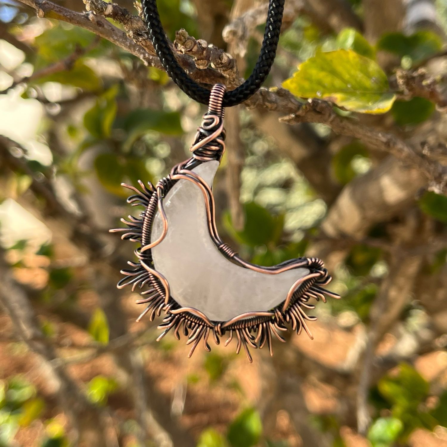 Clear Quartz Moon Pendant