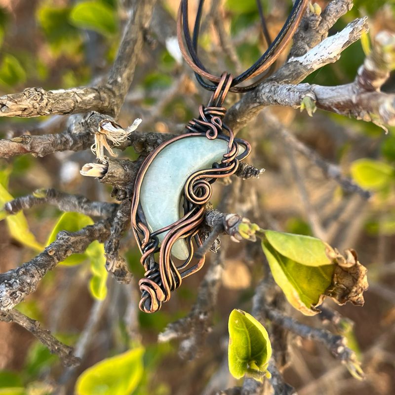 Amazonite Moon Pendant