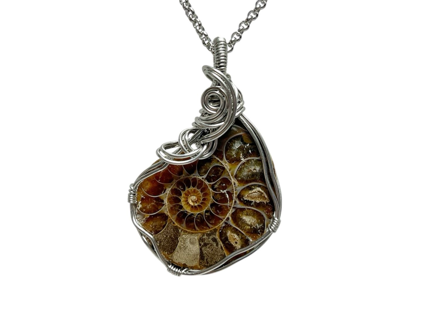 Ammonite Stainless Steel Necklace