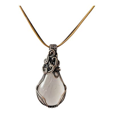 Rose Quartz Necklace in tarnished copper