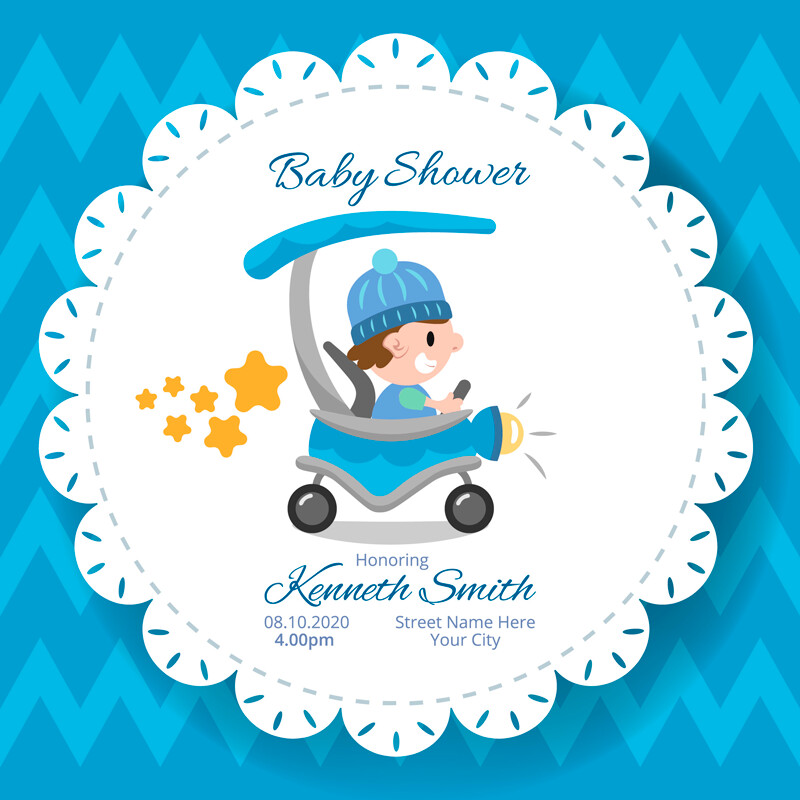 Digital file Baby Shower Blue Carriage