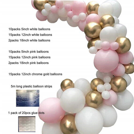 DIY 12inch 10inch Gold Metallic Balloon Garland Arch Kit White Pink Pastel Balloons For Engagements Anniversary Party Decoration
