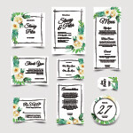 Digital File  Sweet Wedding Invitation Set Of Watercolor Floral White
