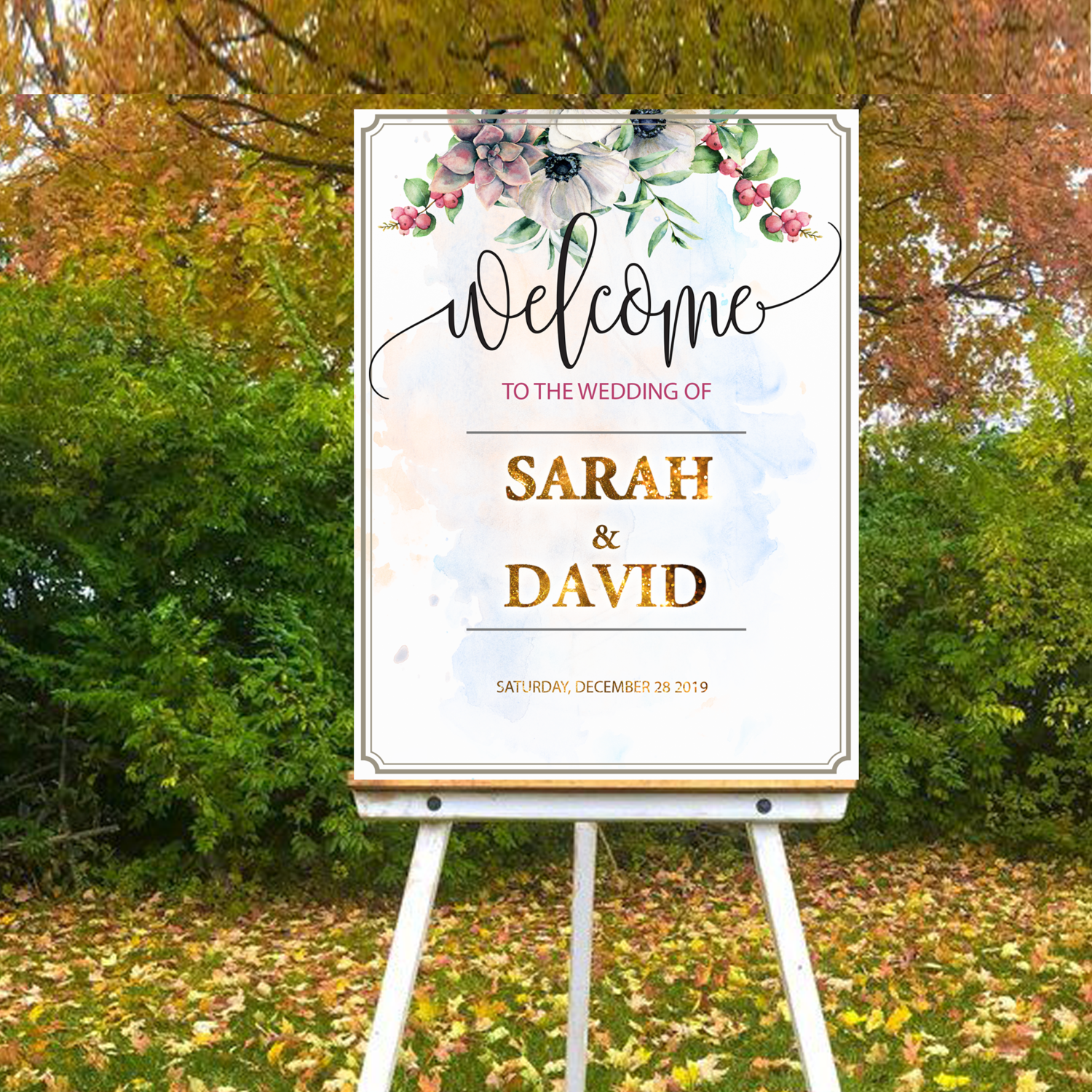 Digital File Royal flower Wedding welcome sign
