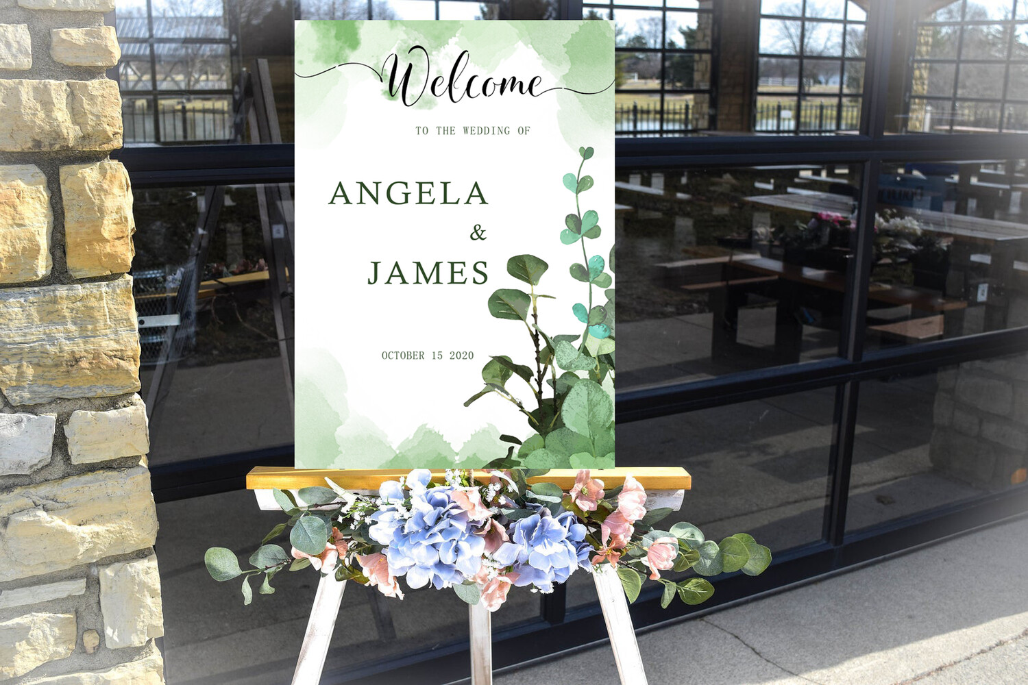 Digital File Green Nature Wedding welcome sign