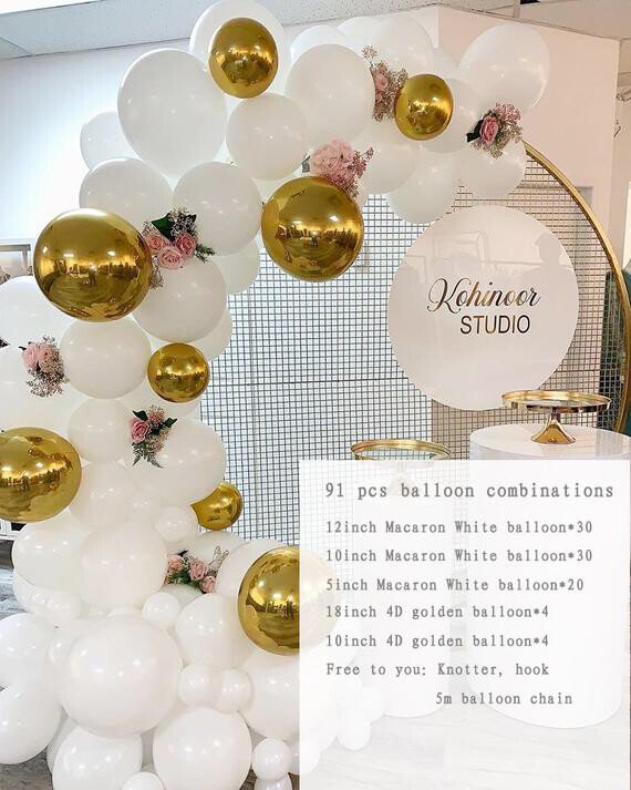 91pcs Gold and White Balloon Garland Balloons Arch Party Supplies Wedding Anniversaire Baby Shower Globos Decoration Birthday