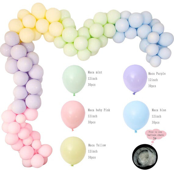 150pcs DIY Latex Balloons Garland Pink Cute Macaron Color Mixed Air Balls 1th Baby Birthday Wedding Party Decorations Supplies