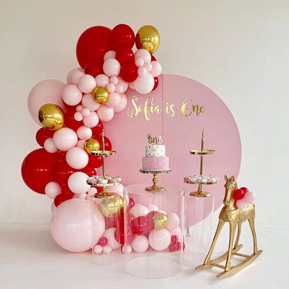 95pcs Baby 1th Happy Birthday Backdrop Party Decoration Balloon Supplies Pink Red Gold Latex Balloons Garland Arch Bay Shower