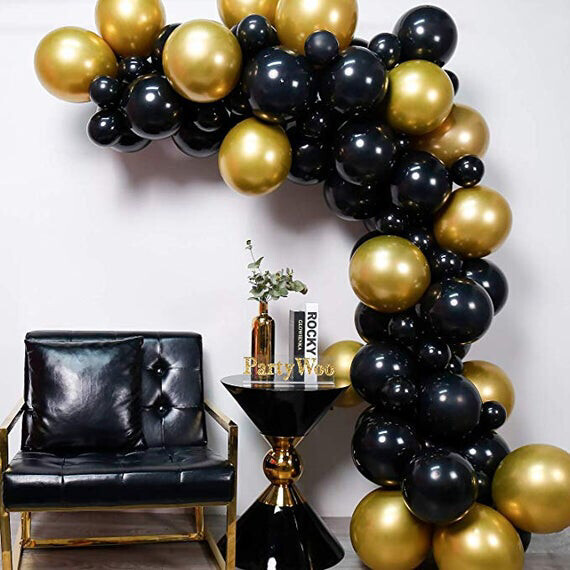 75pcs black gold mixed latex balloon garland arch kid happy birthday wedding party backdrop decoration ballon Supplies